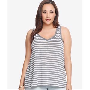 Torrid Dark Gray Striped Split Back Tank Top